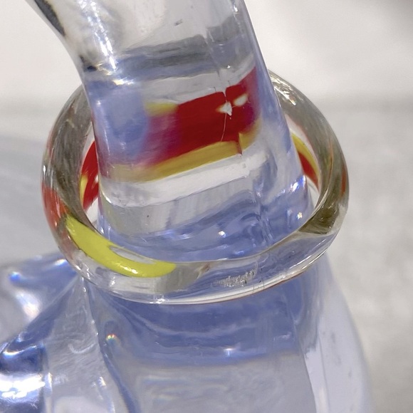 Vintage Art Glass Handmade Red Yellow Band Ring - Picture 4 of 11